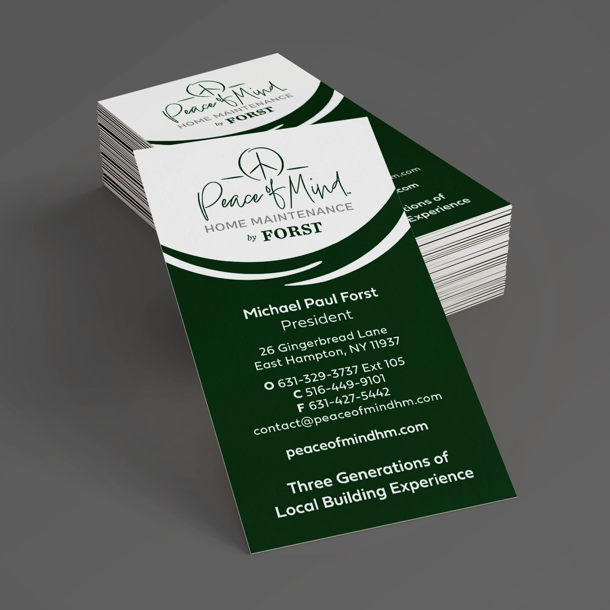 Peace Of Mind Business Card Design