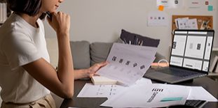 Asian Woman Graphic Designer Working In Office. Artist Creative Designer Illustrator Graphic Skill Concept.